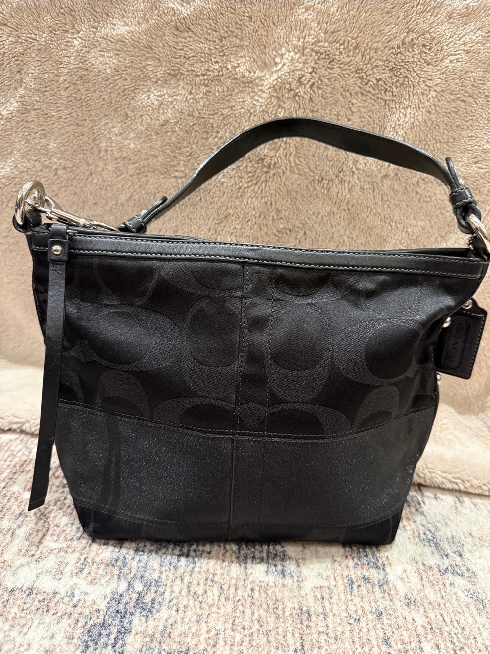 Coach Black Signature Canvas Shoulder Bag